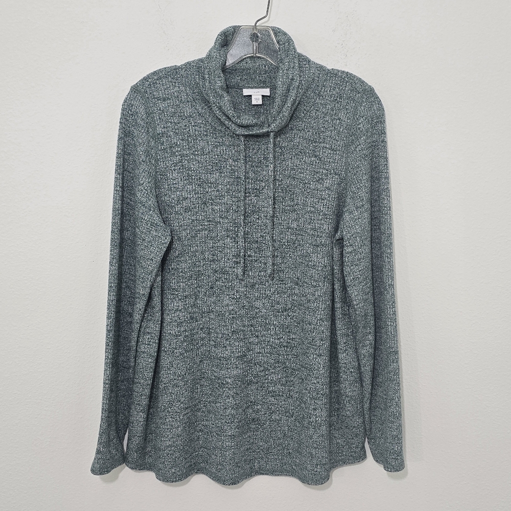 J. Jill Green Textured Knit Funnel Neck Tunic Top Medium - Picture 2 of 4